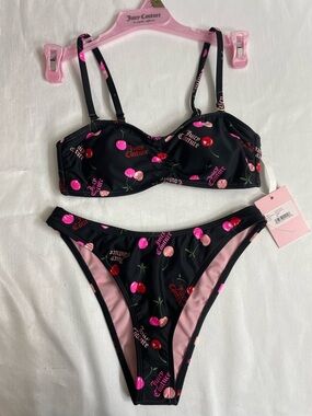 Juicy Couture Bandeau Cherry Bikini Set Women’s Size XS